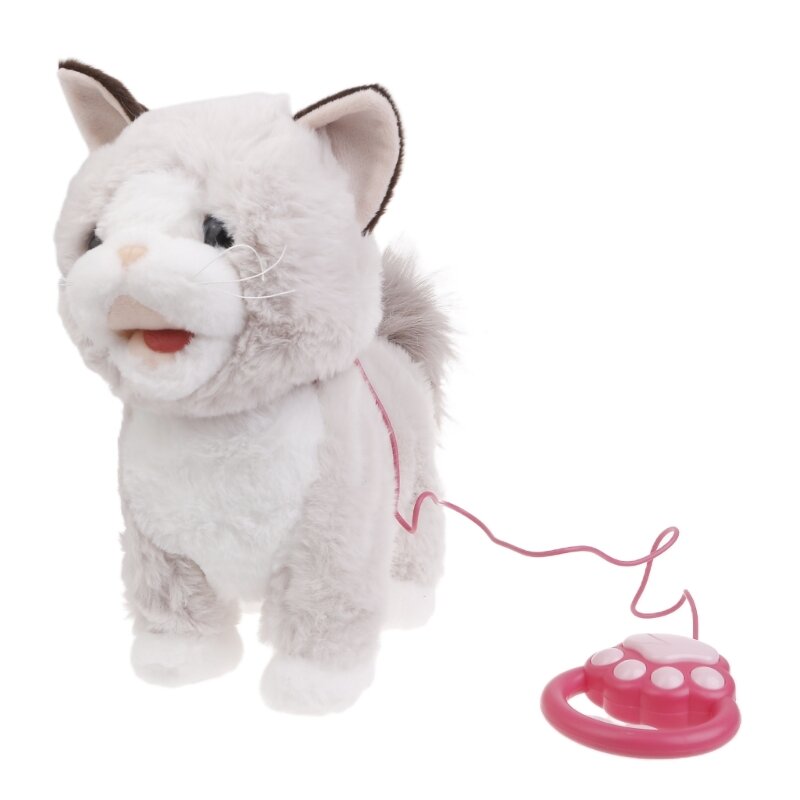 Juguete eléctrico para gato que canta, Animal que camina con correa, cuerda, gatito parlante, juguete musical encantador, para