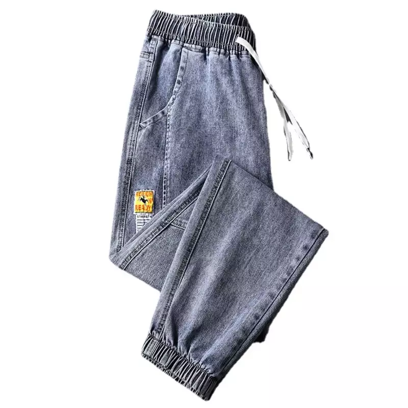 pring Autumn 2024 S New Jeans Men's Loose and Fashionable Feet Binding Casual Work Wear Harlan Jeans Pants Men's Streetwear