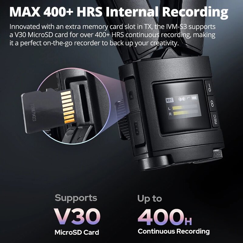 Godox IVM-S3 Machine-top Gun Type Cardioid Microphone with Built-in Lithium Battery for DSLR Phones Live Outdoors Interviews