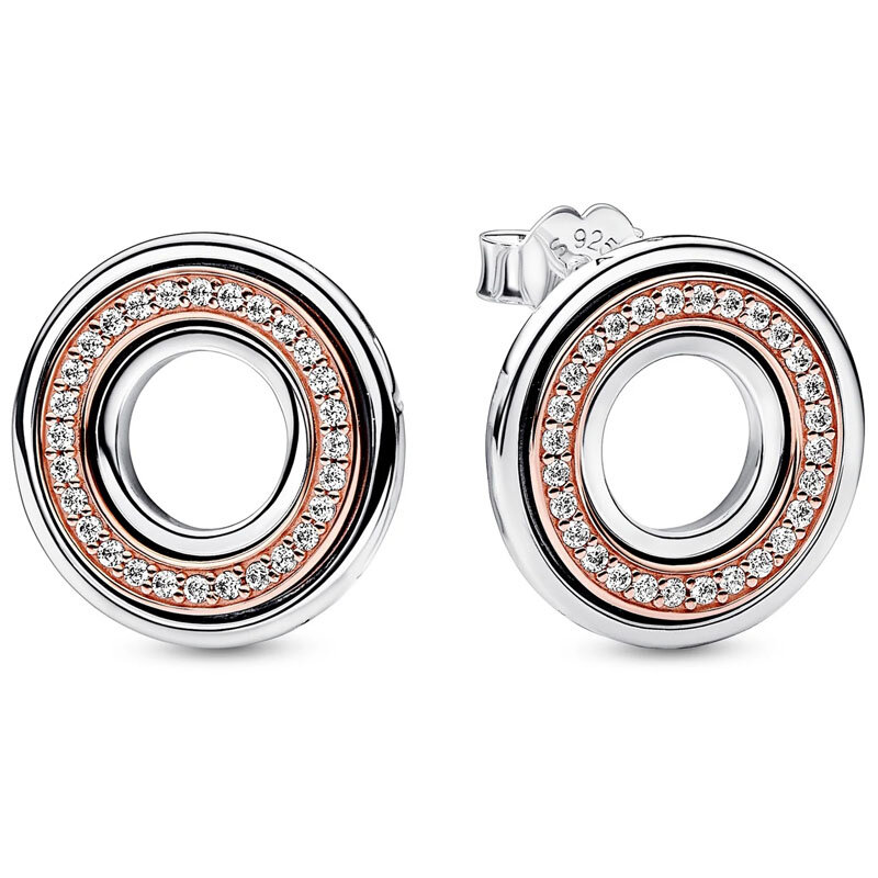 Autentyczność 925 Sterling srebrny kolczyk księżycowa gwiazda dwukolorowa i okrągłe kolczyki koła dla kobiet popularna biżuteria na prezent