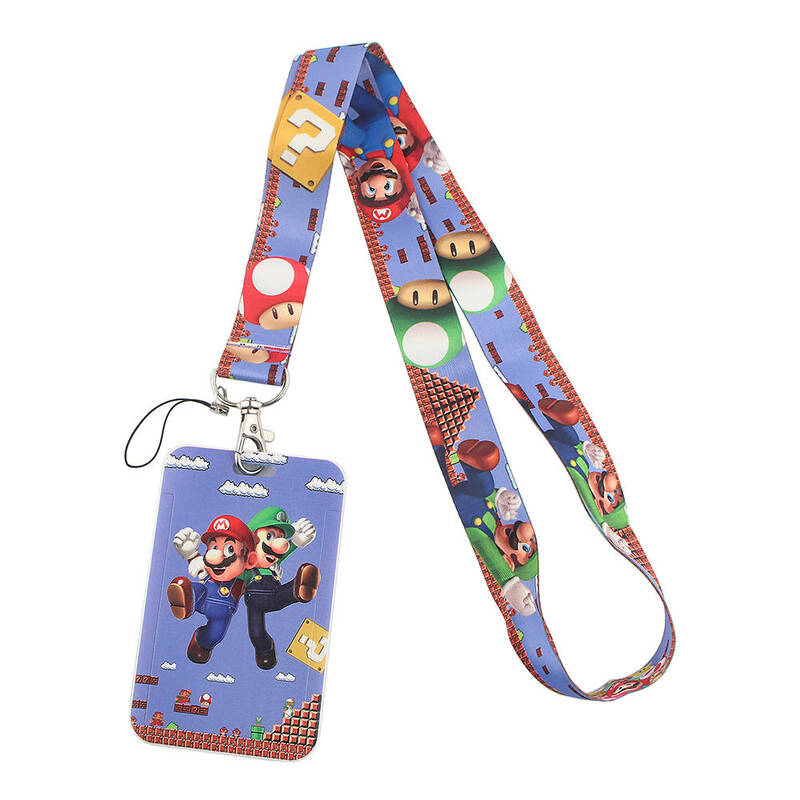 Шнурок с мультяшными героями игры Марио для ключей, чехол для удостоверения личности, держатель для бейджа, брелок для ключей в деловом стиле, аксессуары для ключей