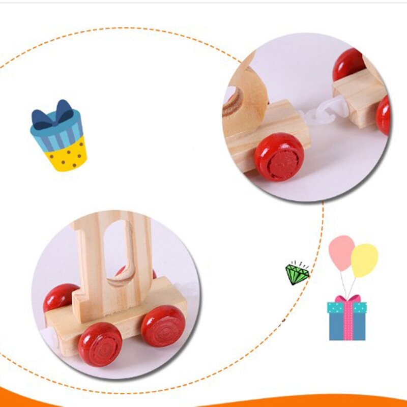 Tren del alfabeto para niños pequeños, juguete educativo de 28 piezas con letras en inglés, fichas de aprendizaje de madera