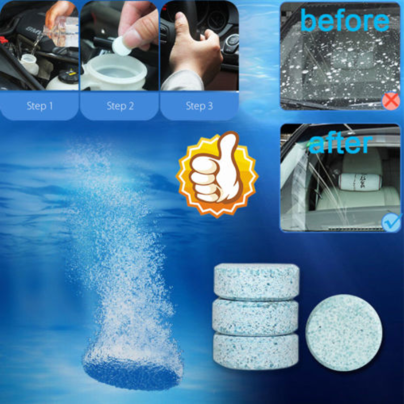 Tablet Effervescent mobil, pembersih kaca depan dan kaca depan, pencuci kuat Universal untuk jendela Toilet rumah 50 buah
