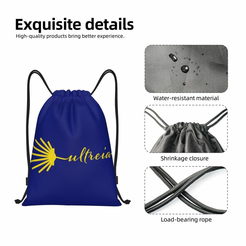 Ultreia Santiago Compostela Shell Drawstring Bags Men Women Portable Sports Gym Sackpack Training Storage Backpacks