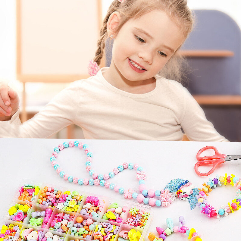 Contas de cristal para brinquedos infantis, pulseira roscada, pulseira roscada, DIY Material artesanal Acessórios para bolsa, 24 Grelha