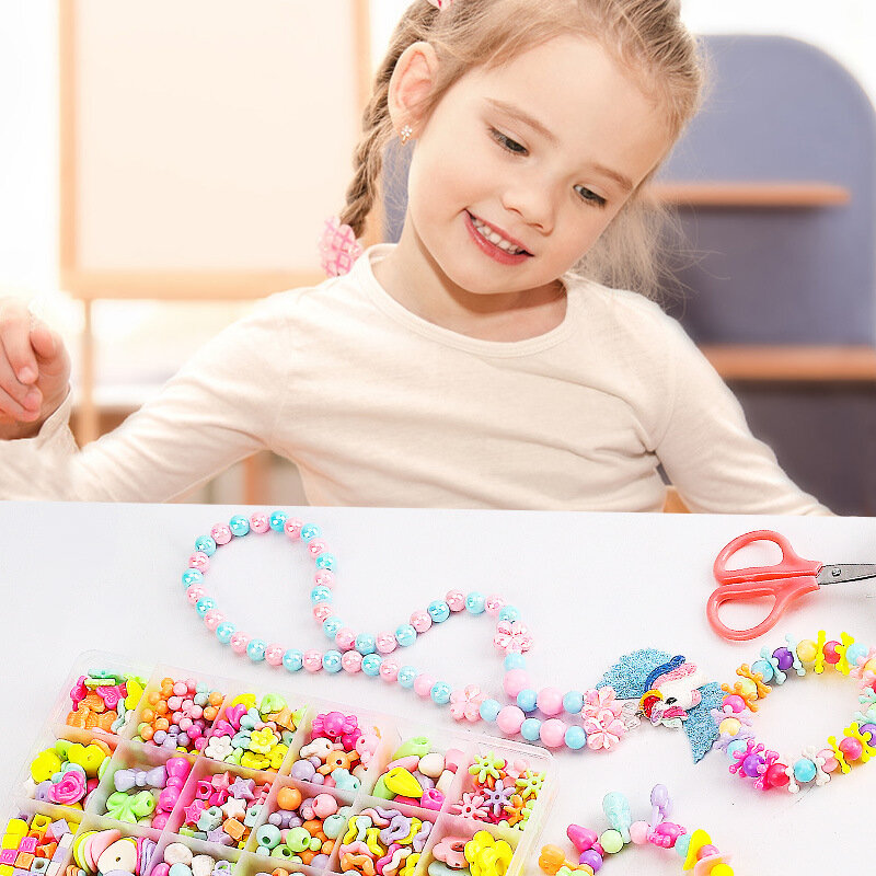 24 grid beads DIY buatan tangan bahan tas aksesori cincin gelang kristal manik-manik berulir mainan anak-anak