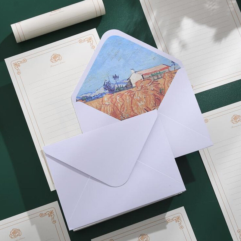 Ins Retro Pintura Envelope De Papel, Convites De Casamento, Cartões Postais Mensagem Presente, Papelaria, de alta qualidade, 250g, 50pcs por lote