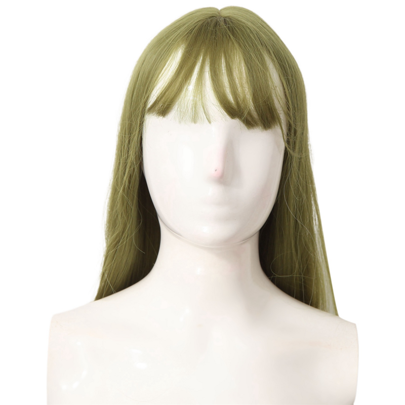 Peruca sintética ondulada longa com Franja, cabelo encaracolado, peruca realista, verde menta, Franja, Cosplay, Masquerade, Natal, Dia das Bruxas