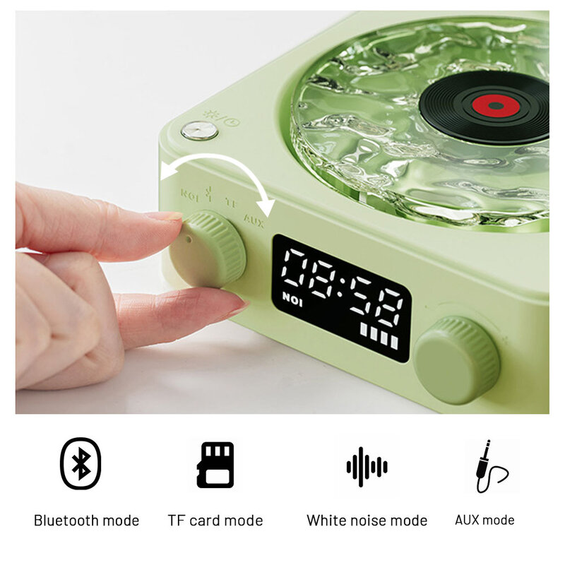 Retro płyta winylowa biały szum głośnik Bluetooth projekcja lampa klimatyczna przenośny Subwoofer w stylu Vintage pomoc w leczeniu zaburzeń snu z światło RGB