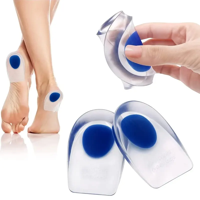 1 Paar weiche Silikongel-Einlegesohlen für Fersensporn Schmerzen Fuß kissen Fuß massage gerät Pflege halbe Ferse Einlegesohle Schuh polster Höhe erhöhen