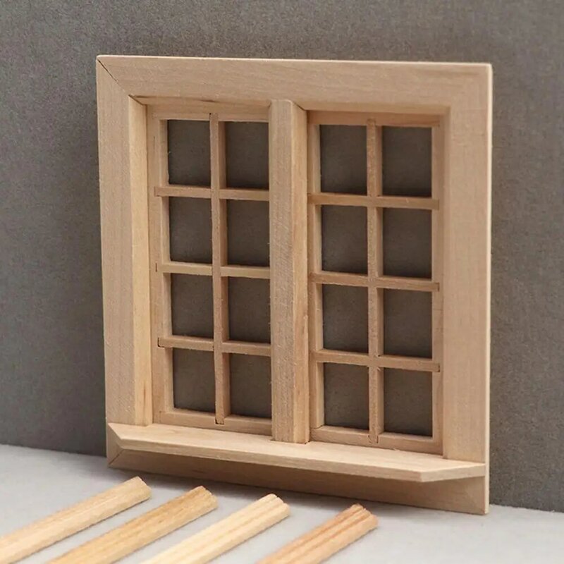 Praktis Realistis Ringan 1:12 Rumah Boneka Miniatur Furnitur DIY Aksesori Peri Rumah Jendela Rumah Boneka Panel