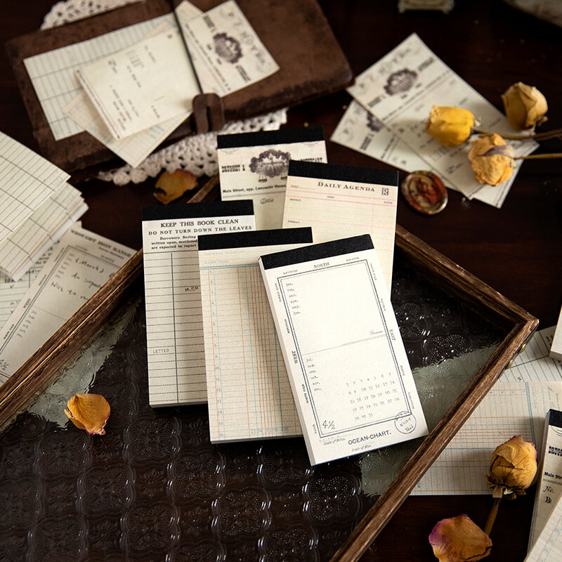 Livre de mémo simple, écriture à la main classique, style vintage, matériaux décoratifs, papier pour message, 5 modèles, 60 pièces/paquet