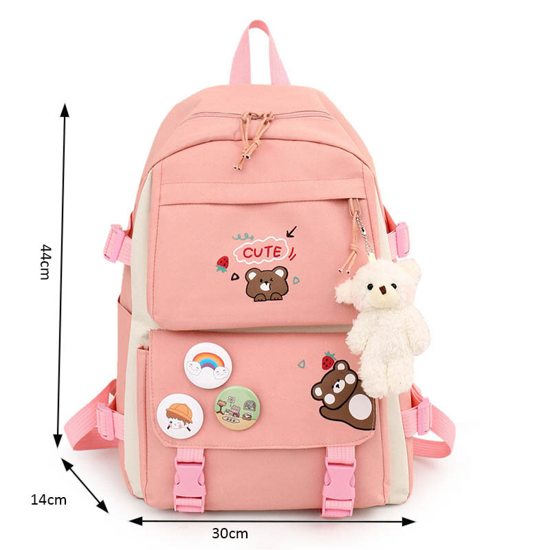 New 5-piece set for elementary school students, lightweight and cute bag for women, student backpack, girl backpack