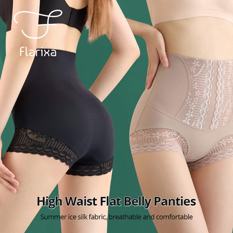 Flarixa mutandine di seta del ghiaccio estivo per le mutandine modellanti a vita alta delle donne dopo il parto controllo della pancia Hip Lift Panty Body Shaper Pants