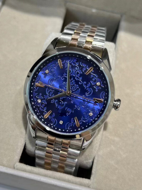 Designer diamond-encrusted steel case one relief Saturn pattern dial quartz watch 2024 women's new watch fashion luxury watch