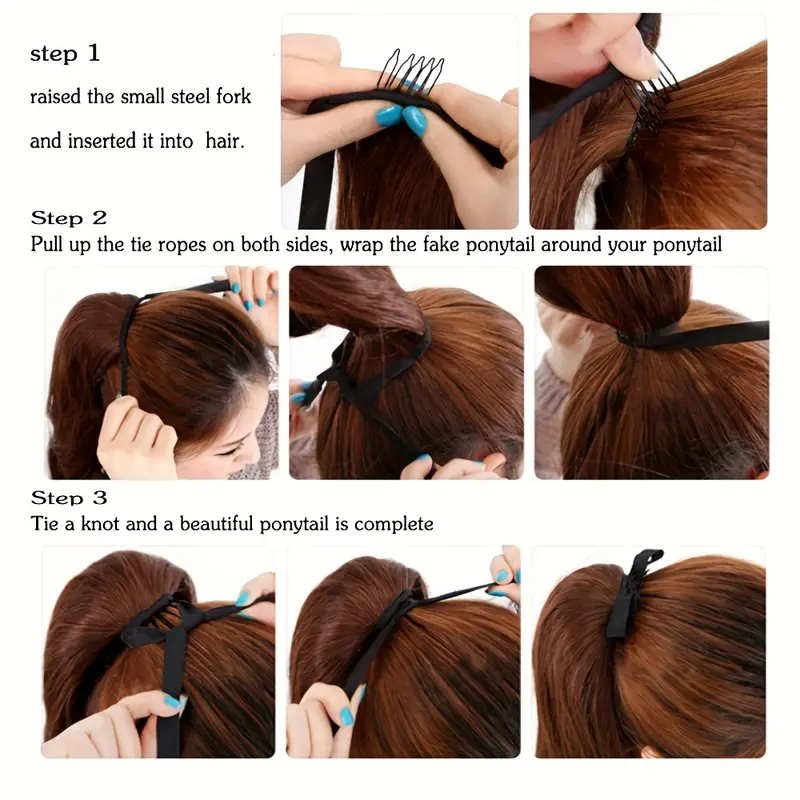 Black Friday-extensiones de cabello sintético para mujer, coleta larga y recta, coleta negra resistente al calor, 60cm