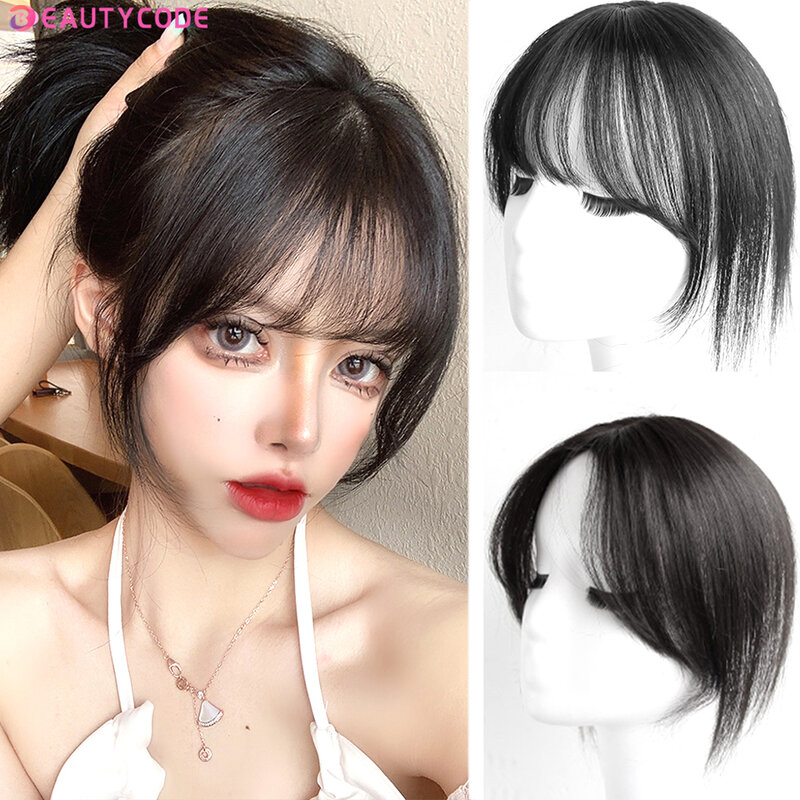 BeautyEnter Synthetic hair Bangs Hair Extension Fake Fringe hair clip on bangs Light Brown HighTemperature wigs