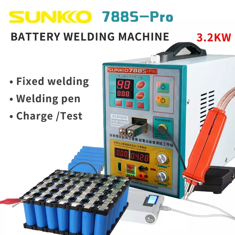 SUNKKO 788S-PRO Battery Spot welder MachineAutomatic Pulse 18650 Battery Welding Machine With 70B Spot Welding Pen
