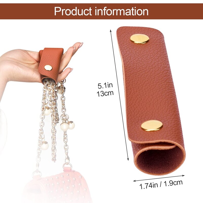 4PCS Handbag Handle Leather Wrap Covers, Purse Wallet Handle Protectors, Craft Strap Making Supplies, Gray And Brown
