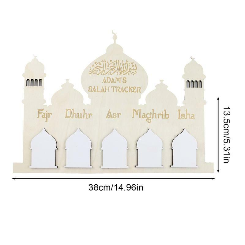 Eid drewniany Ornament drewniany Eid kalendarz odliczania dekoracja zamku Eid dekoracja kalendarz odliczania dekoracja ścienna Eid adwent