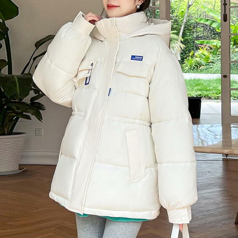 Jaket panjang empuk wanita, jaket roti longgar Korea katun tebal hangat parka Musim Dingin 2023