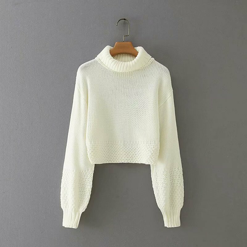 Turtleneck Sweaters White Za Woman Autumn Winter New  Fashion Simple Pullovers Long Sleeve Knitted Korean Tops Loose Jumpers