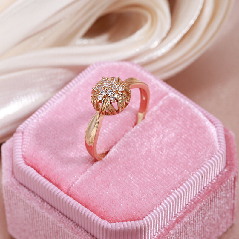 SYOUJYO-Anillos Vintage de Color dorado 585 para mujer, joyería de diseño Simple, anillos de circón Natural fáciles de combinar