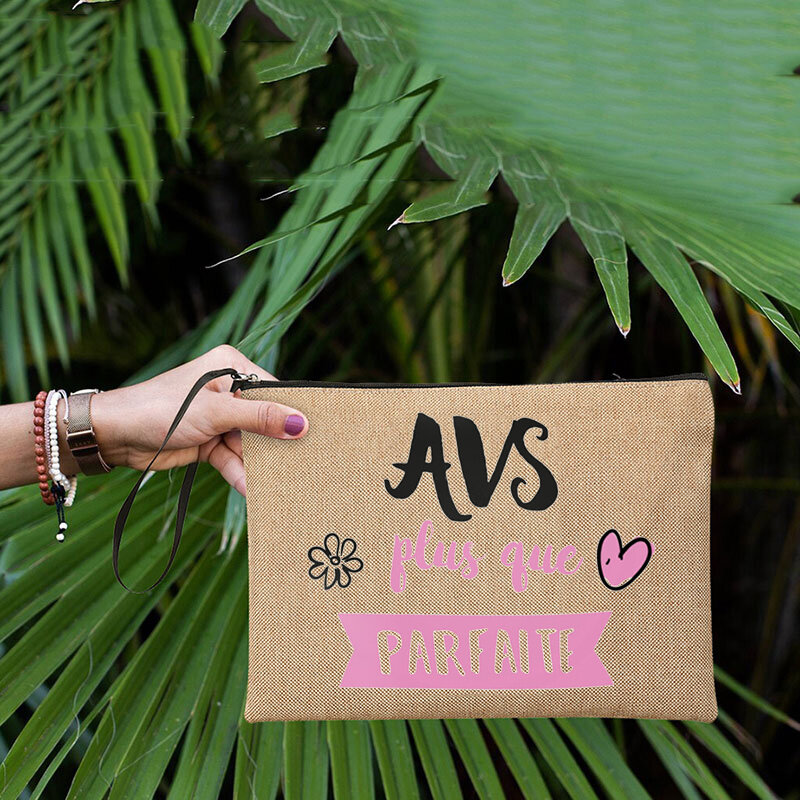 Super AVS-bolsas de lápices impresas para mujer, bolsa de maquillaje de lino, Neceser de viaje, organizador de artículos de aseo escolar