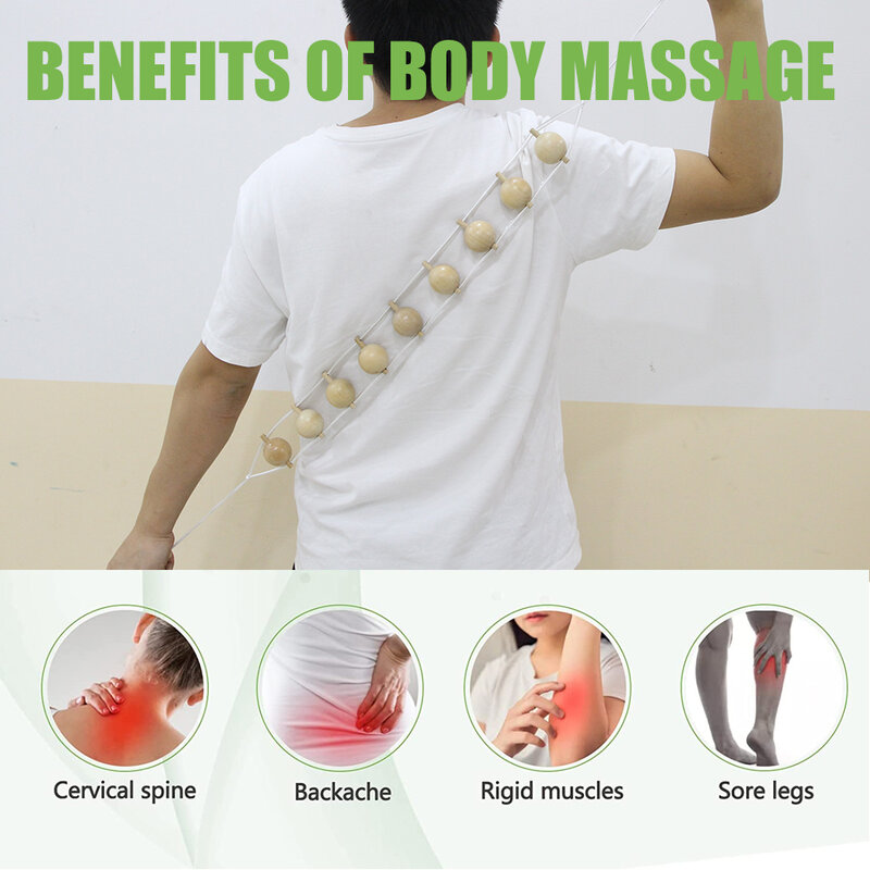 1 Stuk Hout Rug Massage Roller Touw, Houttherapie Cellulitis Massage Tools, Zelfmassage Tools Voor Nek Been Rug Spierpijn Verlichting