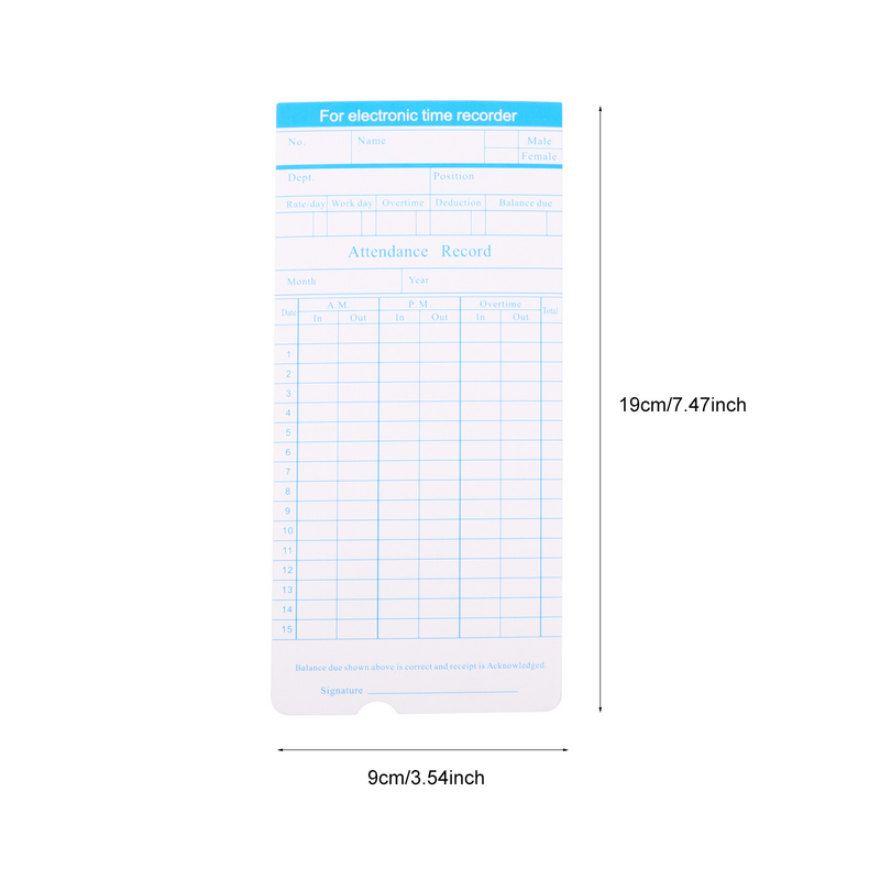 Attendance Card Clocks Monthly Clocking Cards Punch Time Recording for Office Imported 350G Cardboard Staff