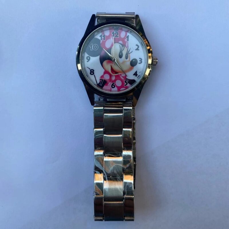 Детские часы Disney с Микки и Минни, часы из нержавеющей стали с мультяшным рисунком для мальчиков и девочек, высококачественные кварцевые наручные часы, Прямая поставка