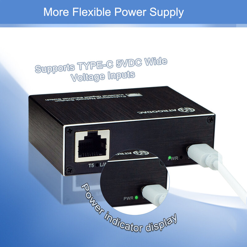 Mini Industriële 5-poort 5 ~ 15vdc (Poe12 ~ 56vdc) Schakelaar 10/100/1000Mbps Gigabit Din Regen Ethernet Schakelaar