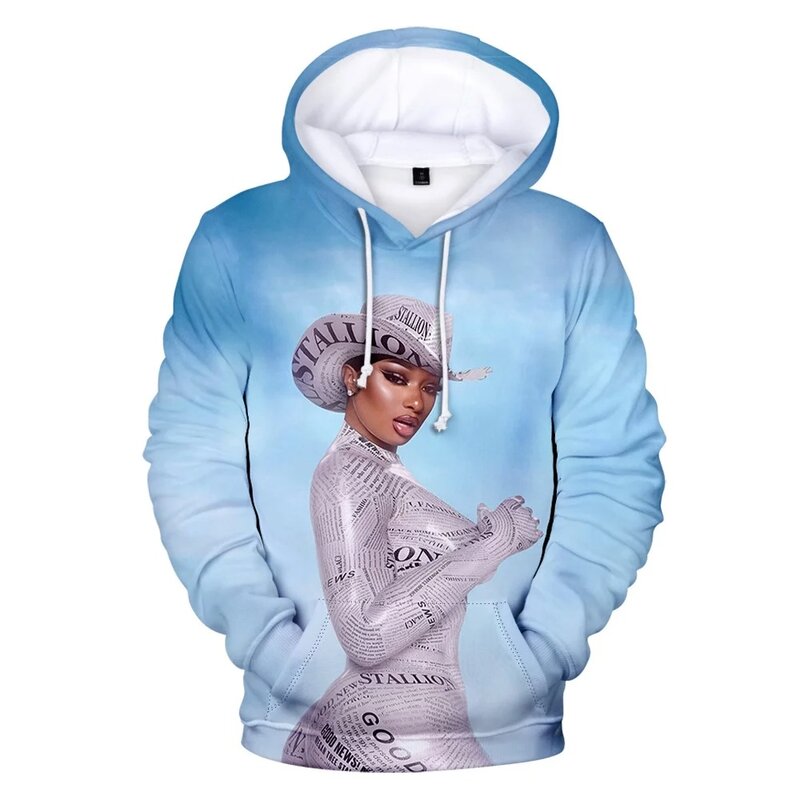 Megan Thee Stallion hoodie 3D, pakaian Cosplay penyanyi, kaus pullover Hip Hop