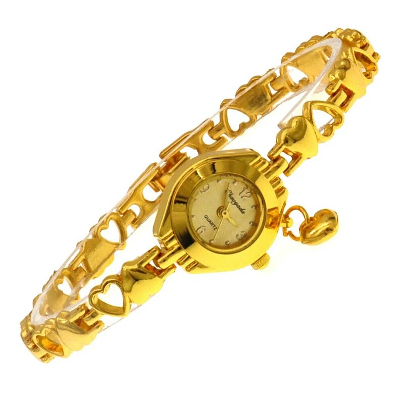 Часы наручные женские золотистые, брендовые роскошные мини-часы с браслетом