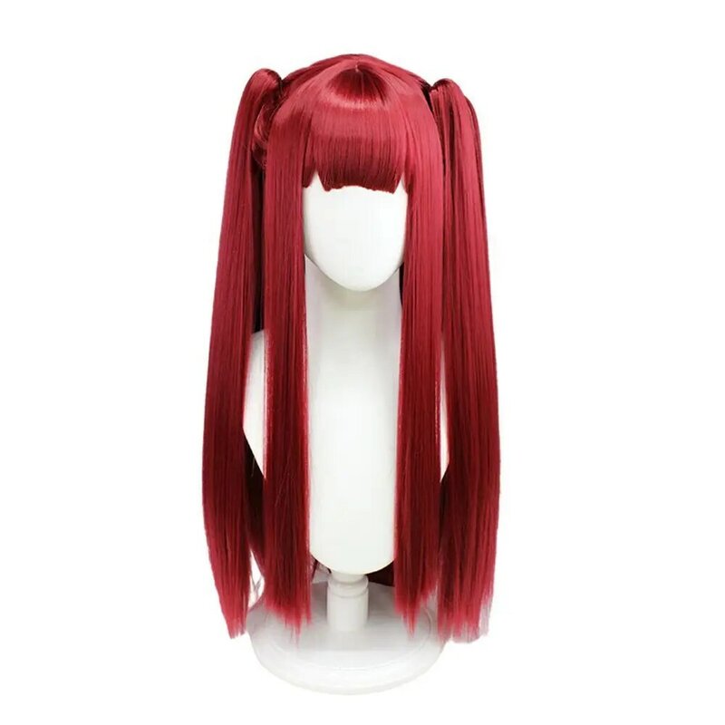 Длинные прямые синтетические парики для косплея из аниме-персонажа темно-красного цвета