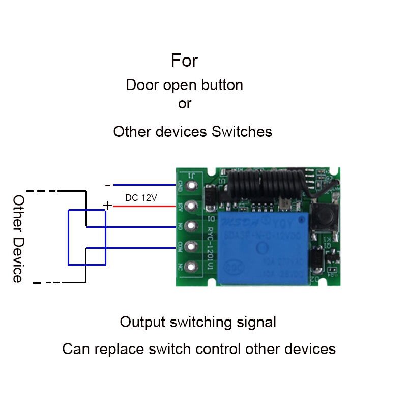 Universal Radio Frequency Wireless Remote Control Switch DC 12V 1 Channel Receiver Module Electronic Garage Lock Door, B