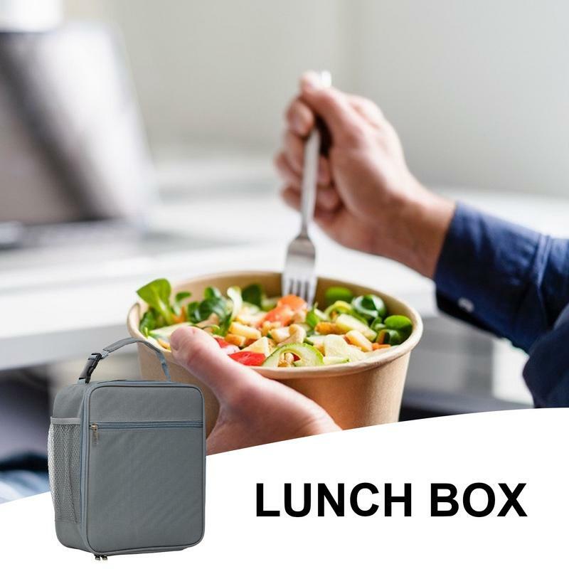 Borsa termica Lunch Box grandi borse per il pranzo per le donne con tasca laterale in rete e manico grande scatola per il pranzo riutilizzabile isolata mantiene il cibo caldo