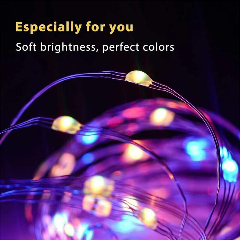 Tira de luces LED de 2700K y 25lm, luces de hadas con brillo ajustable, Control por aplicación, para decoración de bodas y fiestas de Navidad