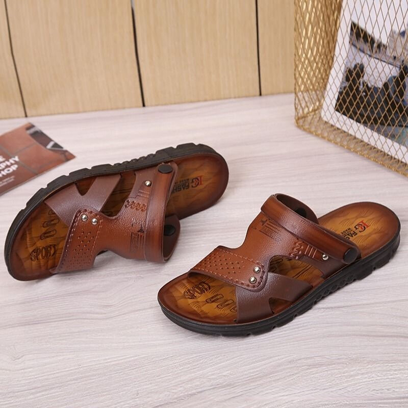 Zapatos de punta abierta para hombre, sandalias antideslizantes de alta calidad para la playa, calzado transpirable de dos usos, zapatos de verano para exteriores