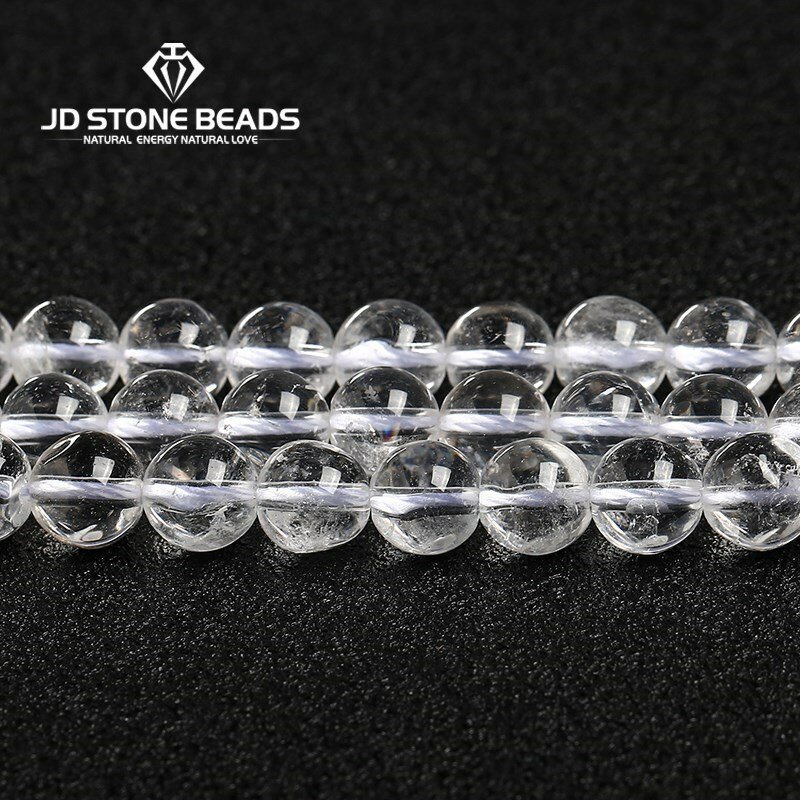 Cuentas de piedra de cuarzo transparente de cristal blanco Natural de calidad 7A para la fabricación de joyas Diy pulsera collar pendiente accesorio 15 "Strand