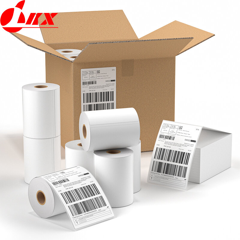 Lkx-直接熱ラベルプリンター用紙、配送用品、防水、241bt、246s、100x150mm、ファン折りたたみ、4x6"