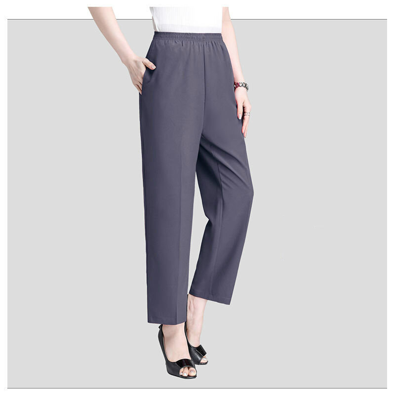 Women's Straight Pants Korean Style High Waist Solid Woman Cropped Pants 2024 Spring Summer Casual Loose Ankle-Length Trousers