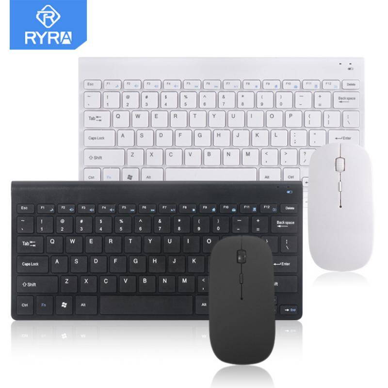 RYRA 2.4G tastiera e Mouse Wireless Suit USB2.0 tastiera ergonomica dal Design sottile portatile e riduzione del rumore dei Mouse per PC portatile