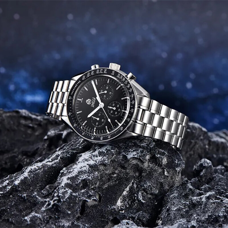 Speedmaster jam tangan mekanis otomatis pria, jam tangan bisnis modis santai cermin safir tanggal otomatis mewah 2024