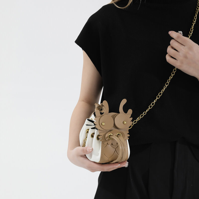 MOODS China Dragon Mini Bag For Women Cute Drawstring Bucket Lipstick Chain Crossbody Bag 2024 Luxury Designer Purse And Handbag