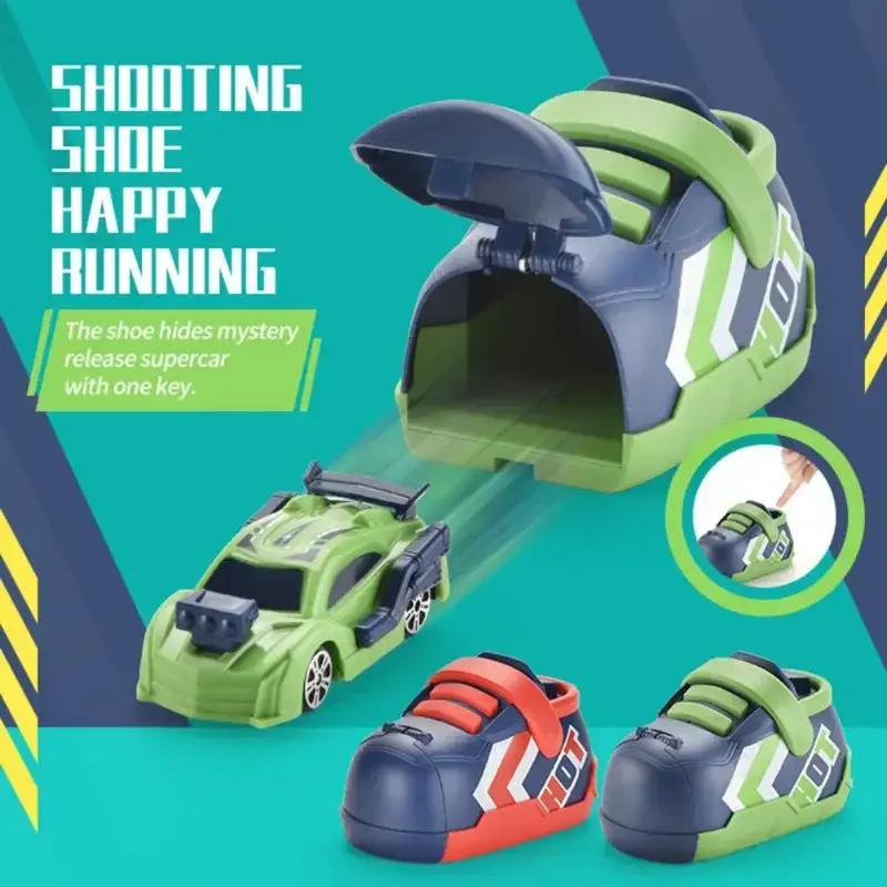 Shooting Shoe Happy Running Ejection Running Shoes Children's Toy Car Ejection Car Set Competition Car Competitive Toys