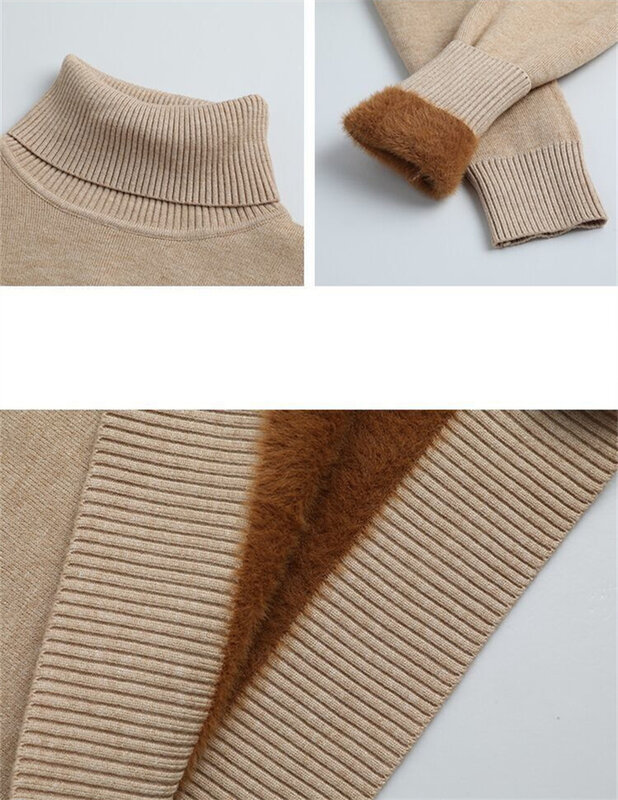 Suéter grueso de cuello alto para Mujer, Jersey cálido, Ropa de punto, Top de punto, Invierno