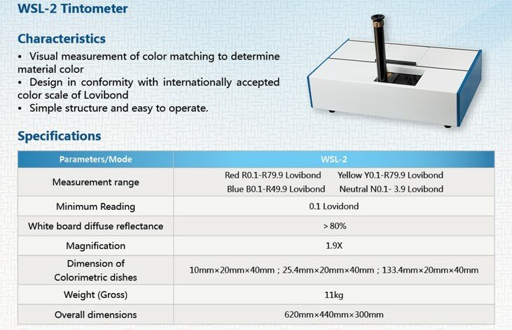 Tintómetro de WSL-2 (colorímetro/probador de Levipond), colorímetro comparable