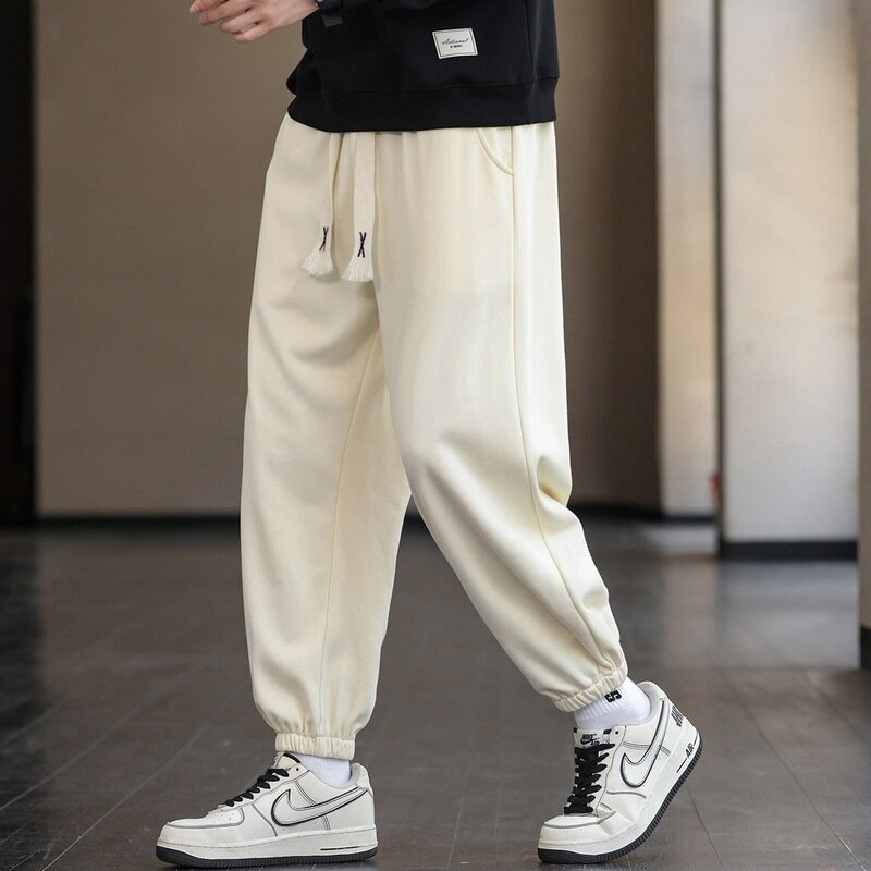 Мужские хлопковые свободные брюки-джоггеры, повседневные мешковатые спортивные штаны-шаровары на шнуровке в Корейском стиле, Y2k, 2024