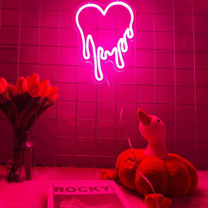 ป้ายไฟนีออนรูปหัวใจสีชมพูทำเองเป็นสัญลักษณ์แห่งความรักสุดพิเศษของคุณตกแต่ง KTV ปาร์ตี้ไฟนีออนสำหรับบาร์บรรยากาศ